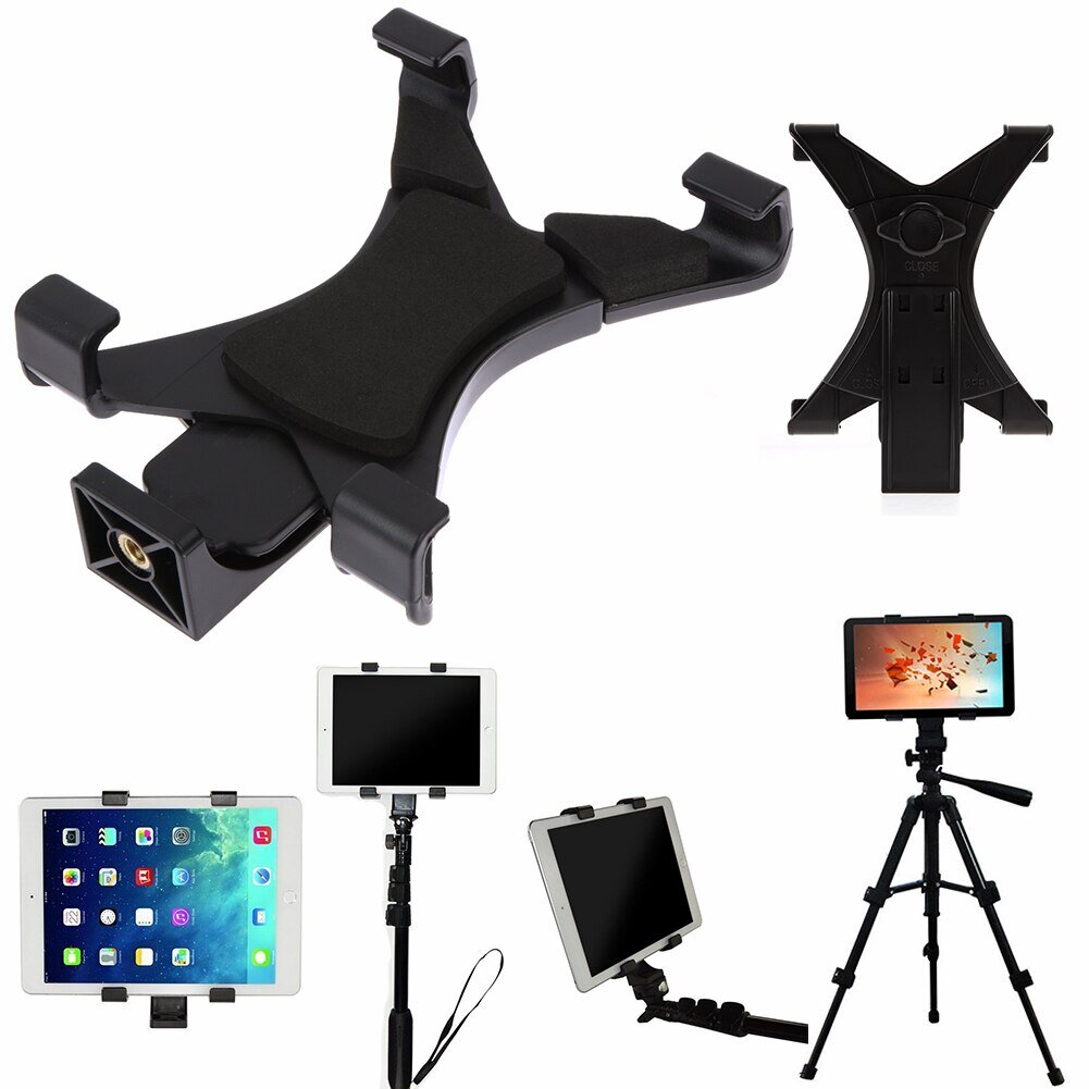 Universal Tablet Tripod Mount Clamp With 1/4\"Thread Adapter For iPad 2/3/4/Air/Air2 /mini For Galaxy Tablet Phone Bracket Holder"""